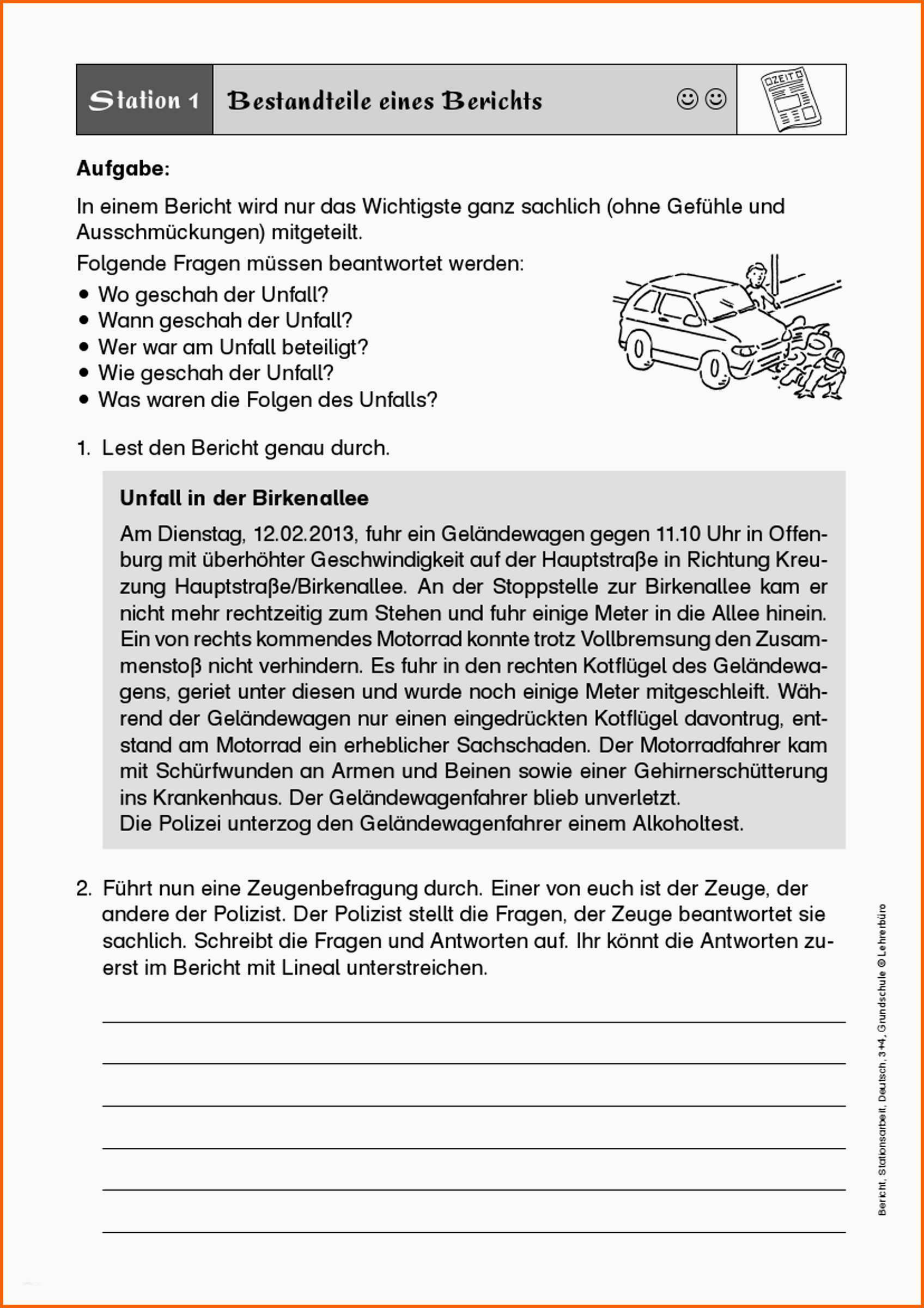 Hervorragend Bericht Schreiben Vorlage Erstaunlich [grundschule Lehrer