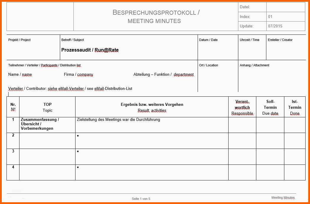 Hervorragend Besprechungsprotokoll Vorlage Word 2010 – Mimpi