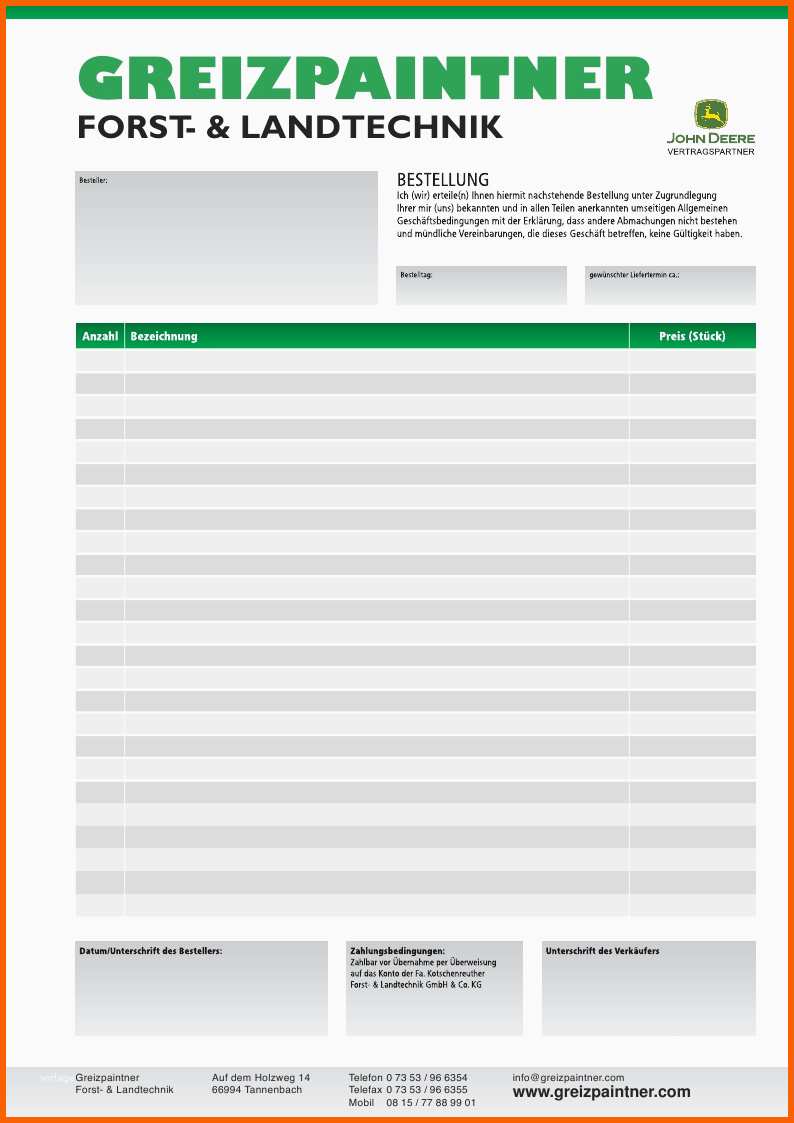 bestellformular forst und landtechnik muster