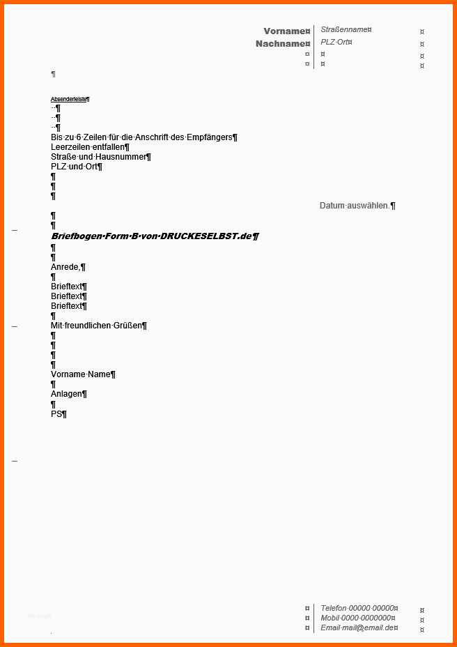 Hervorragend Drucke Selbst Kostenlose Layout Briefvorlagen Für Word