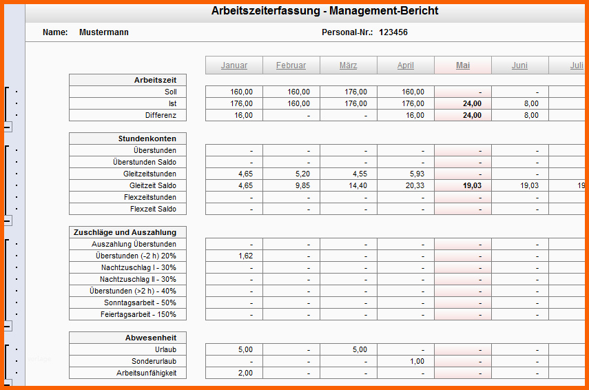 Hervorragend Excel Arbeitszeit Jahreskalender Abwesenheiten