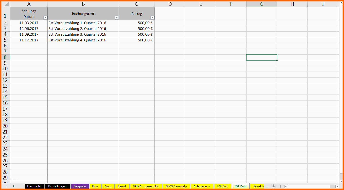 Hervorragend Excel Vorlage EÜr 2017 Pierre Tunger