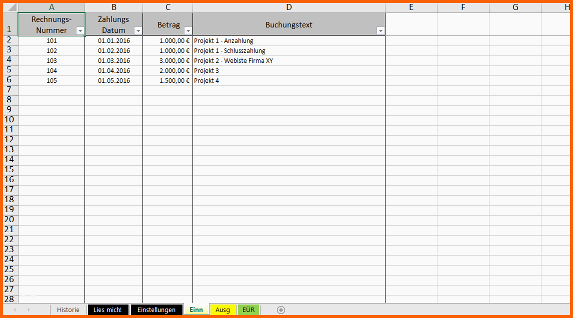 excel vorlage formlose gewinnermittlung