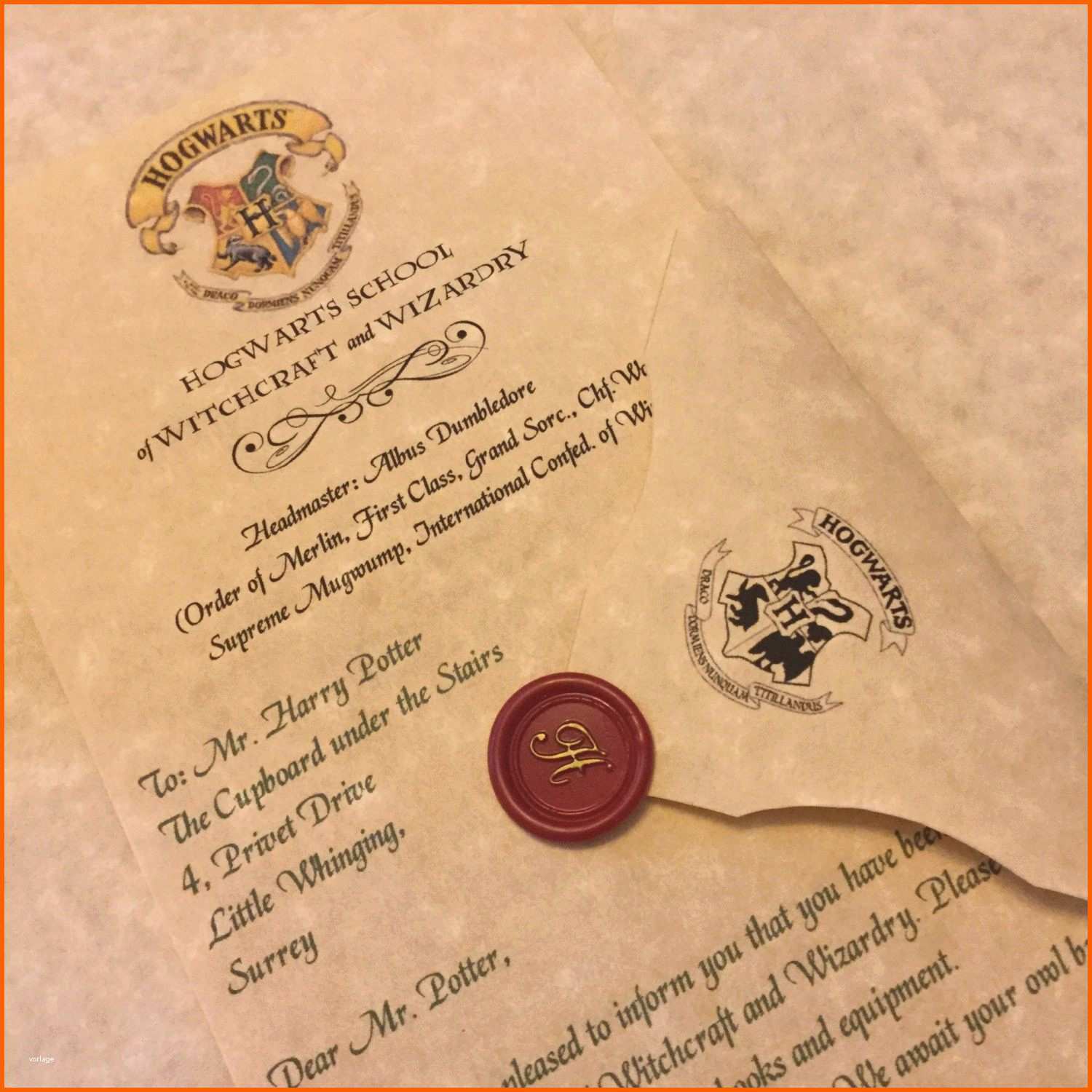 Hervorragend Hogwarts Brief Vorlage
