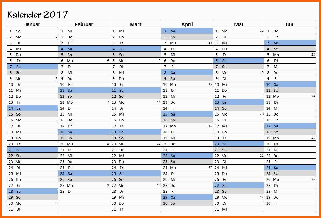 Hervorragend Kalender 2017 Vorlagen Zum Ausdrucken Pdf Excel Jpg