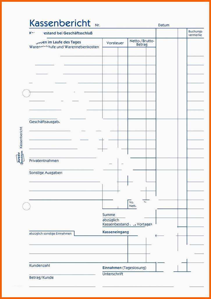 Hervorragend Kassenbericht Vorlage Pdf Excel Vorlagen Kostenlos Papacfo