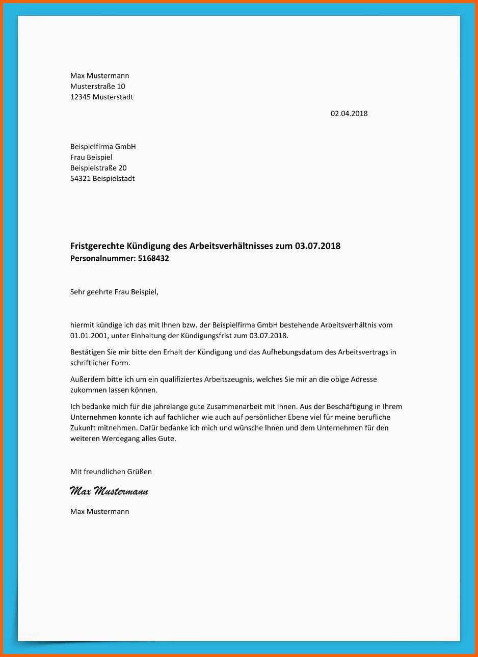 Hervorragend Kündigung Arbeitsvertrag Vorlage Für Dein