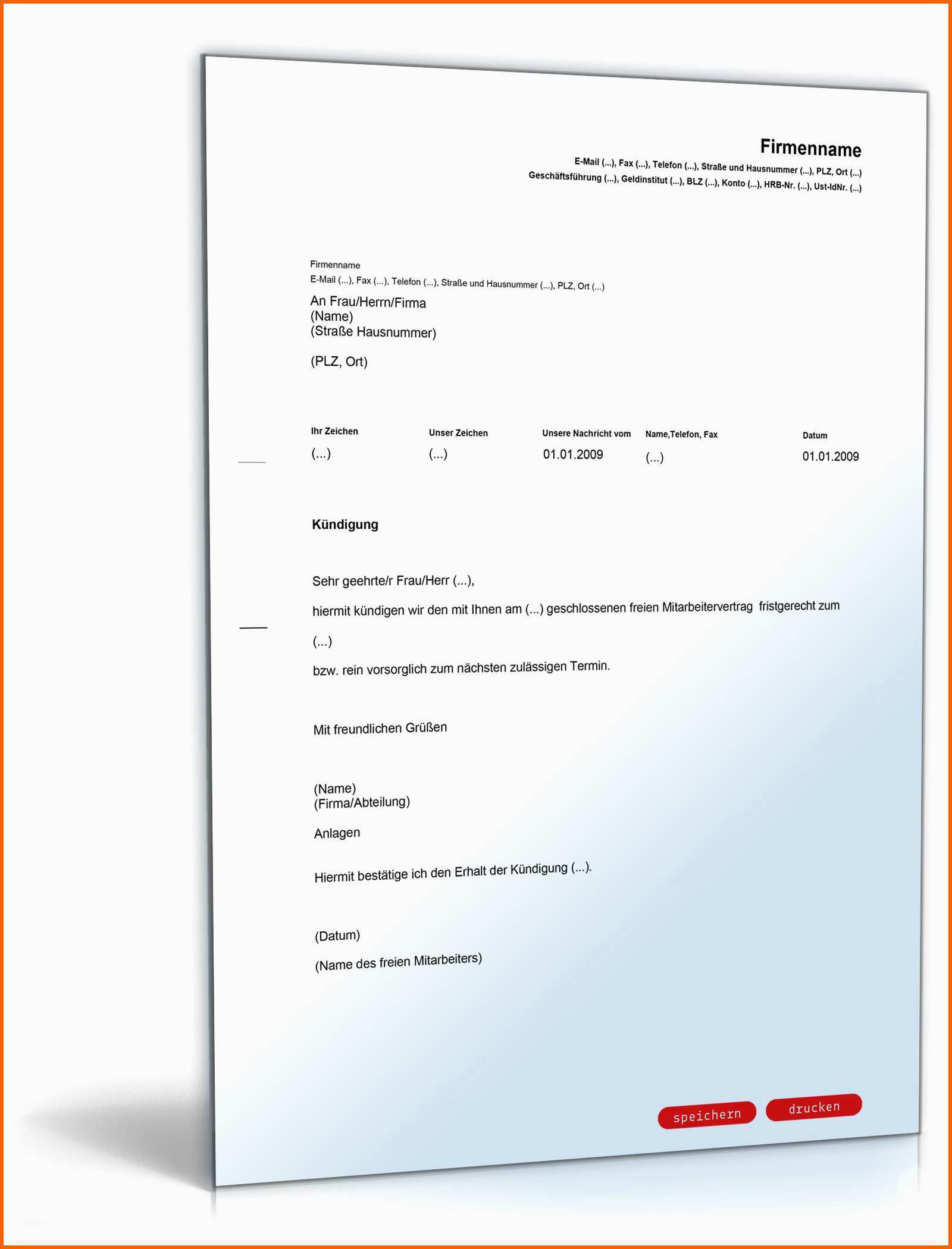 Hervorragend Kündigung Freier Mitarbeiter