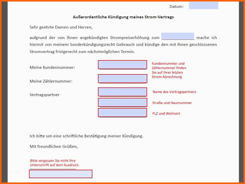 Hervorragend Kundigung Strom Umzug Vorlage Vattenfall Kündigung