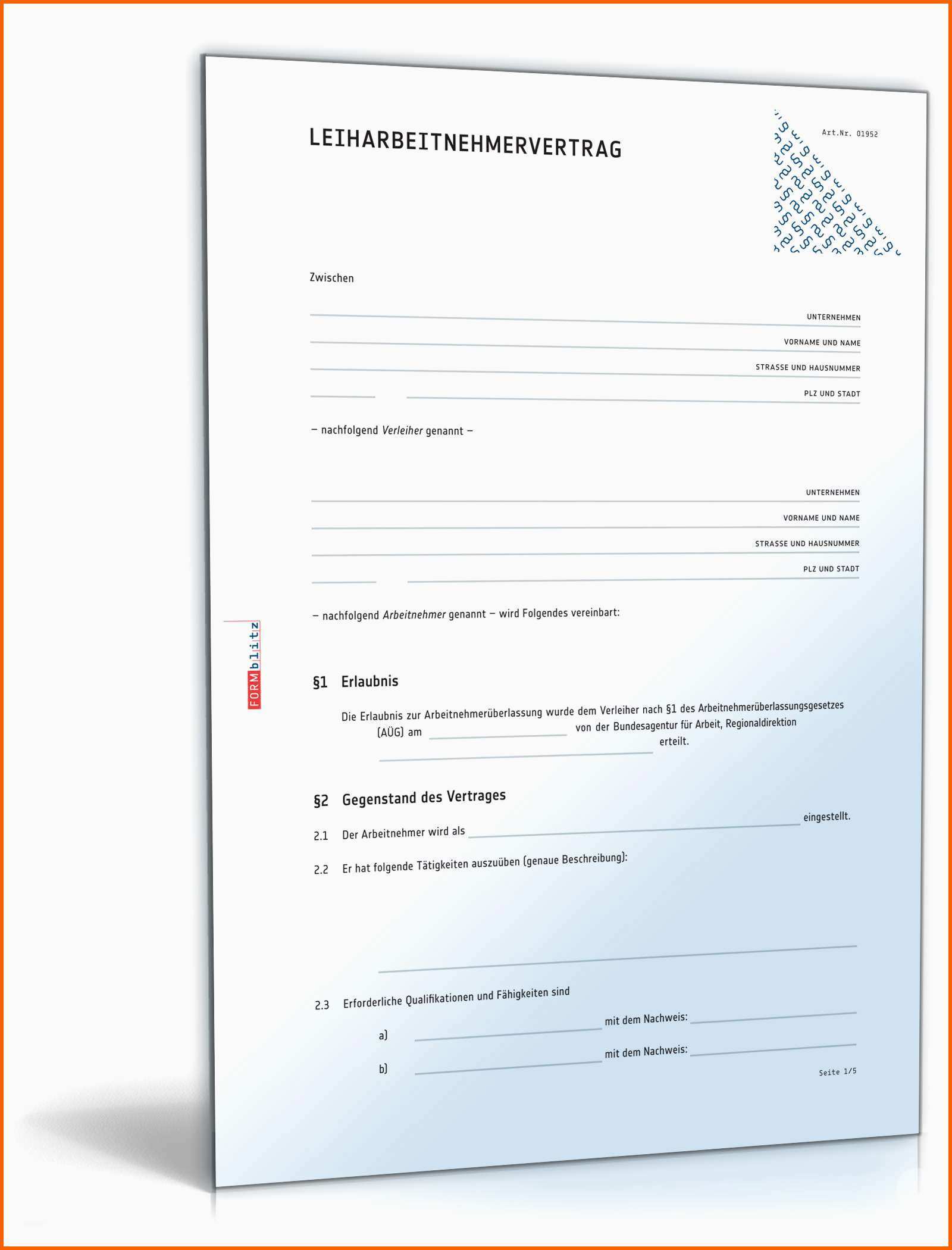 Hervorragend Leiharbeitsvertrag Rechtssicheres Muster Zum Download