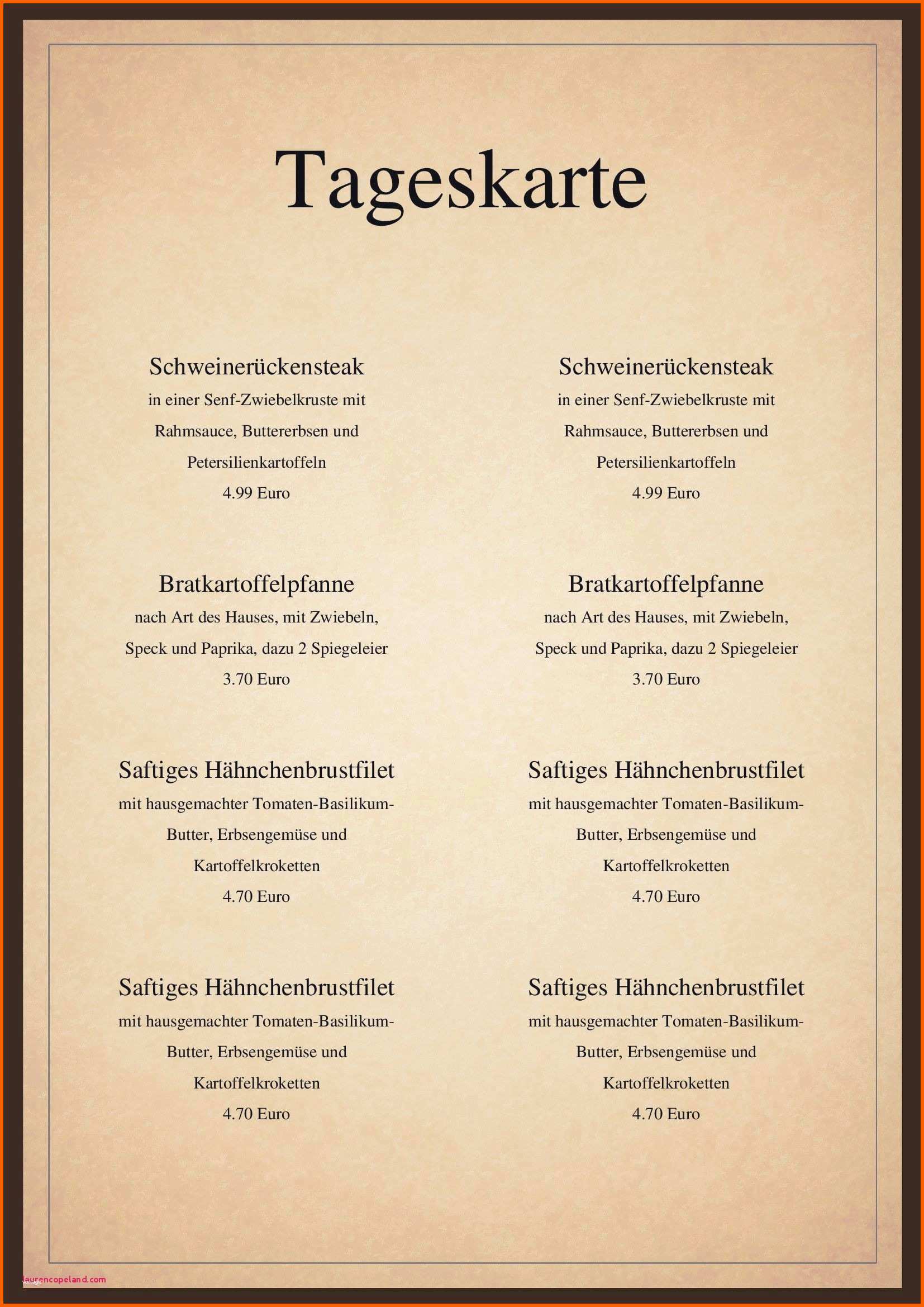 Hervorragend Menkarte Vorlage Speisekarte Word Kostenlos Muster
