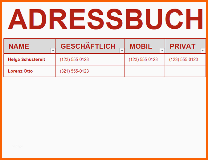 Hervorragend Persönliches Adressbuch