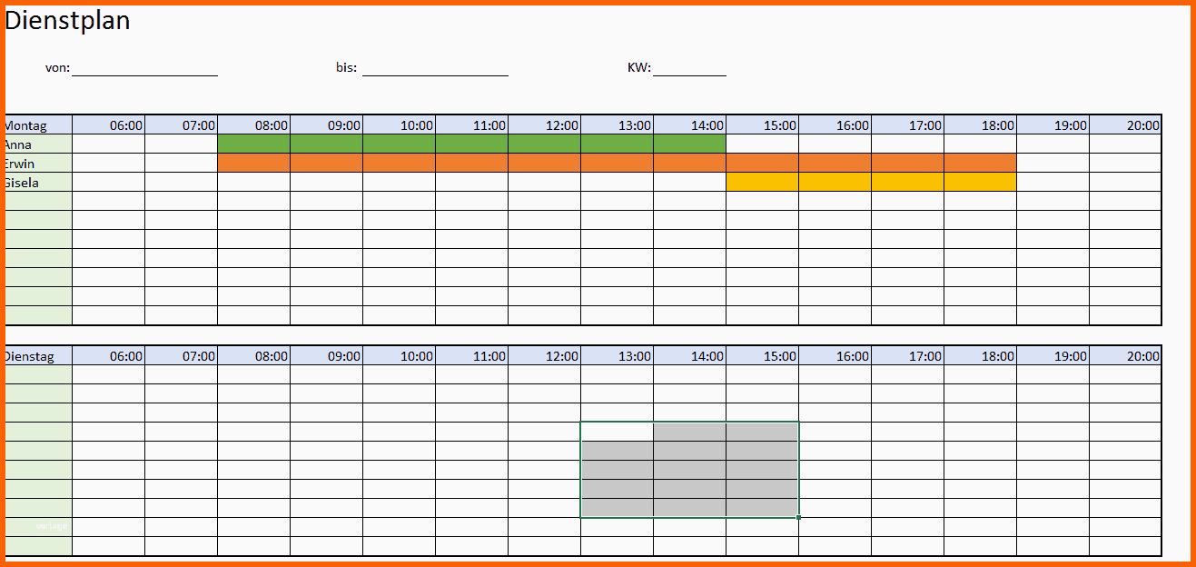 Hervorragend Praktische Dienstplan Excel Vorlage Kostenlos Herunterladen