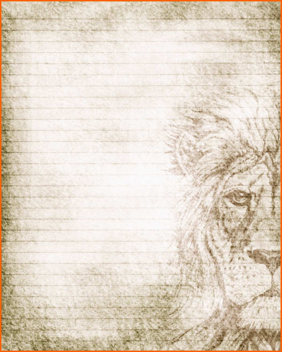 Hervorragend Printable Journal Page Lion Drawing Lined Stationery 8 X