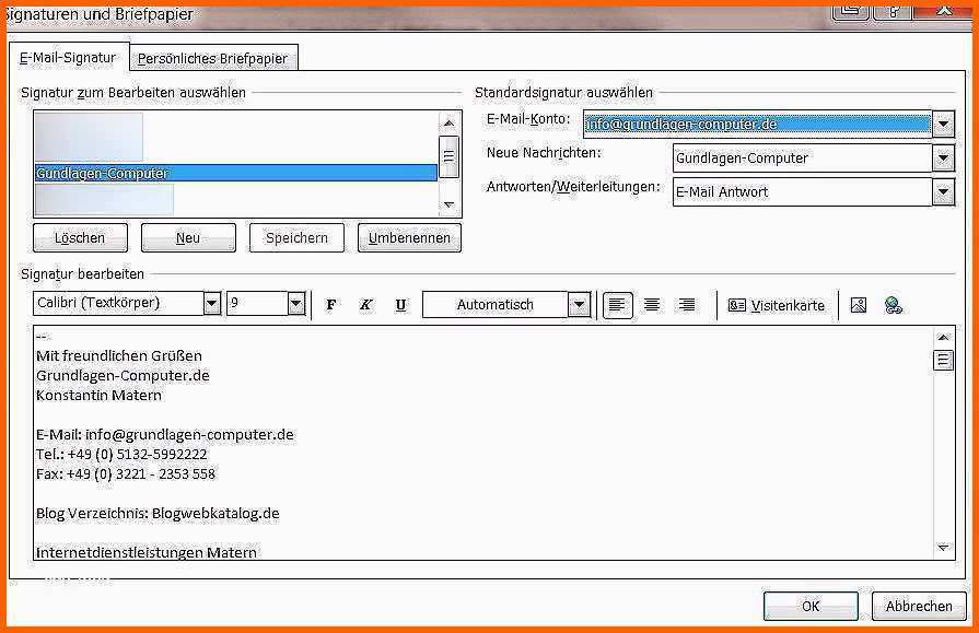 Hervorragend Signatur Vorlage Niedliche E Mail Signatur Anlegen In