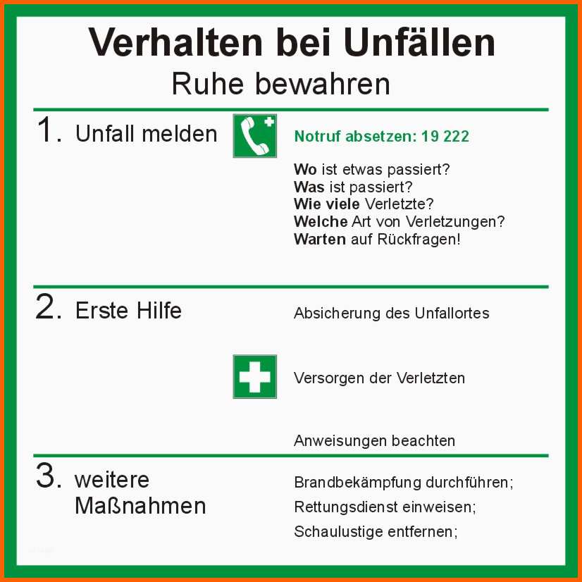 Hervorragend Verhalten Im Brandfall Und Bei Unfällen
