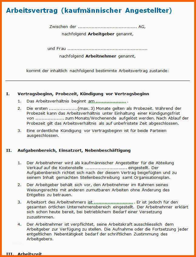 Hervorragend Vorlage Arbeitsvertrag Professionelles Muster Zum Download