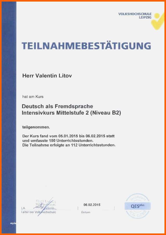 Hervorragend Vorlage Teilnahmebescheinigung Schulung Schön Zertifikat