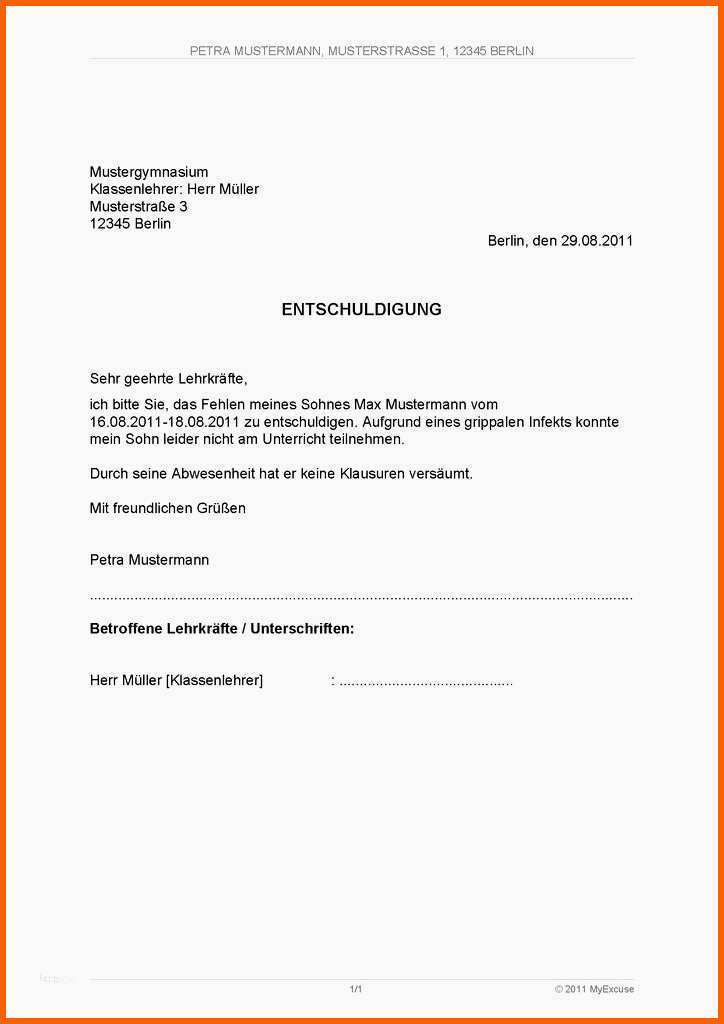 Ideal 10 Entschuldigung Schule Krankheit Vordruck Alleycatbel