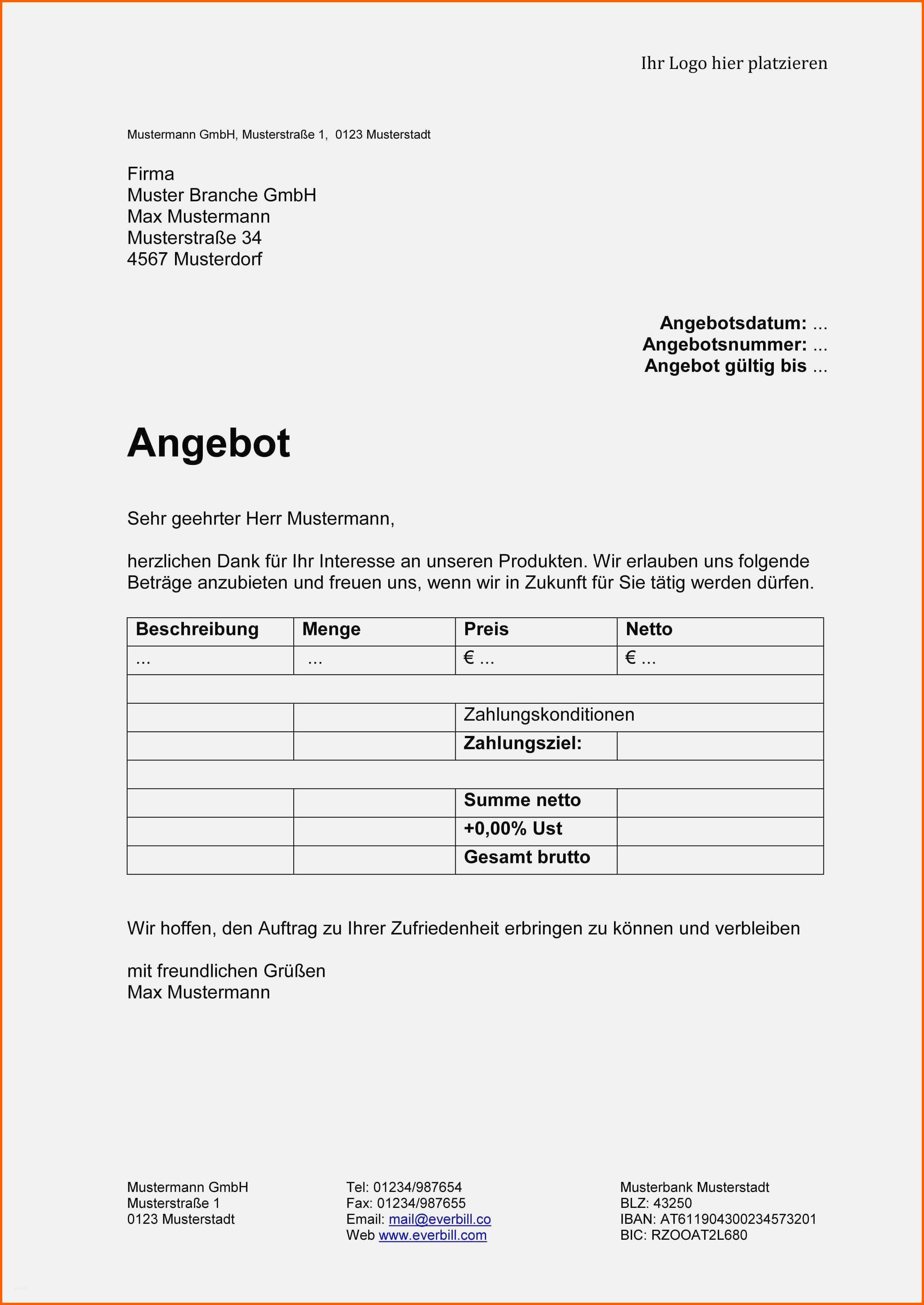 Ideal 32 Erstaunlich Geschäftsbrief Vorlage Angebot Bilder