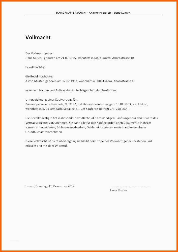 Ideal 5 Vollmacht Muster Vorlagen123 Vorlagen123