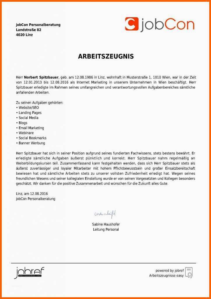 Ideal 55 Angenehm Einfaches Arbeitszeugnis Vorlage Abbildung