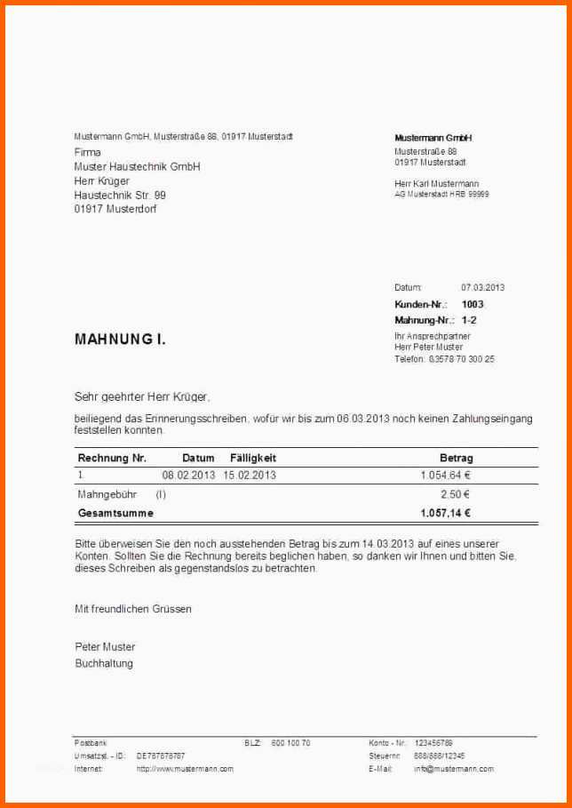 Ideal 9 Mahnung Mit Verzugszinsen Muster