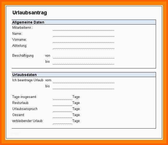 Ideal 9 Vorlage Urlaubsschein