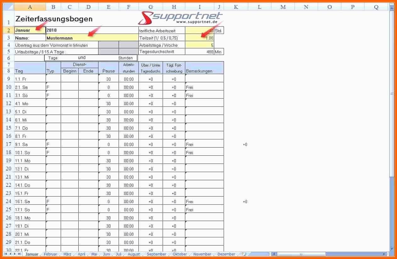 Ideal Arbeitszeiterfassung Excel Vorlage – Levitrainfo
