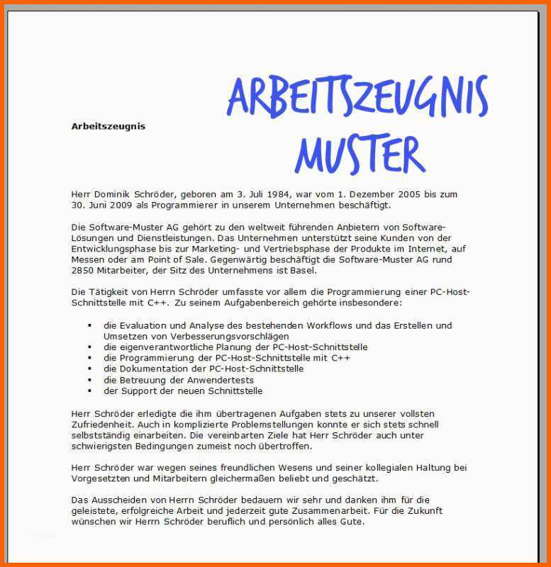 Ideal Arbeitszeugnis Vorlage Word – Various Vorlagen