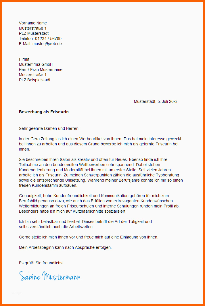 Ideal Bewerbungsschreiben Muster Bewerbungsschreiben Friseurin