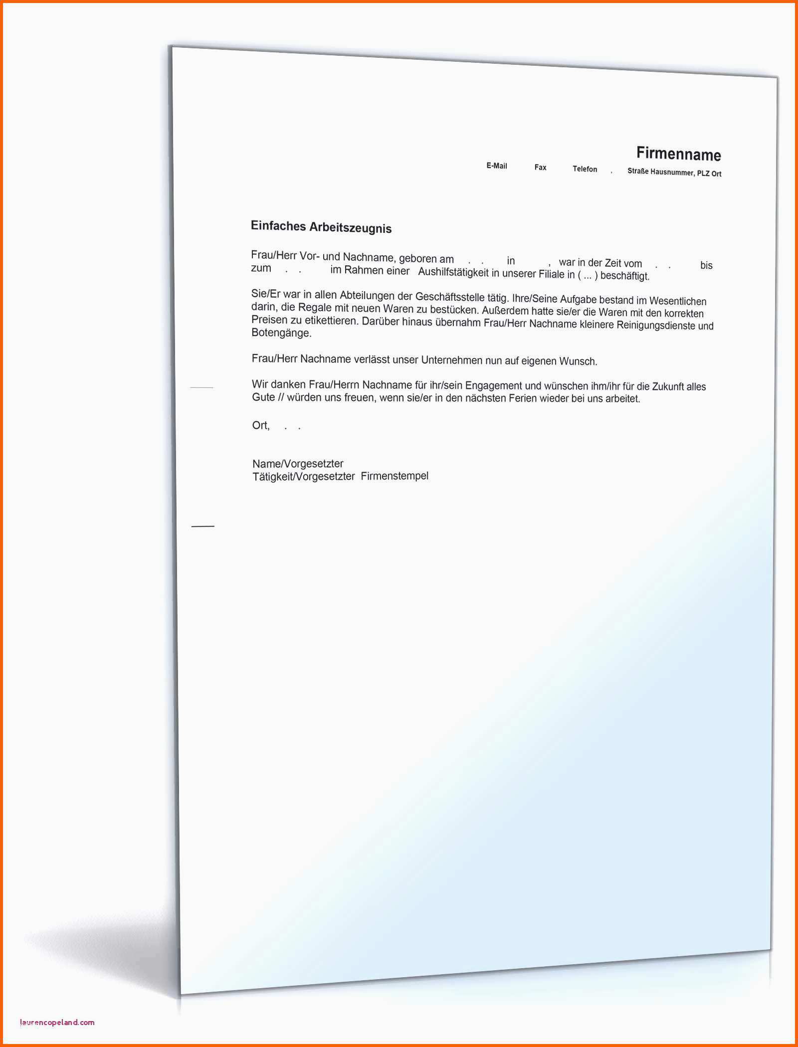 Ideal Einfaches Arbeitszeugnis Vorlage Word Deckblatt In Der