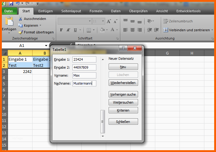 Ideal Excel 2010 Dateneingabe Mittels Eingabemaske formular