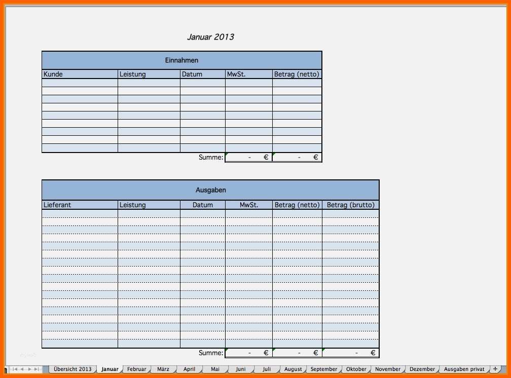 Ideal Excel Tabelle Einnahmen Ausgaben Vorlage Beste 6 Einnahmen