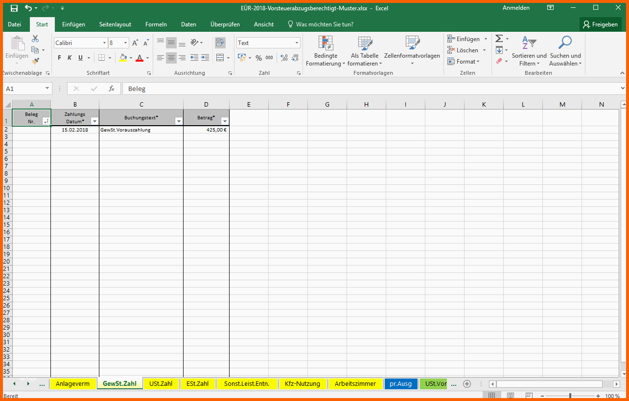 Ideal Excel Vorlage Einnahmenüberschussrechnung EÜr Pierre