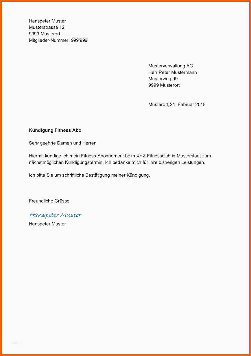 Ideal Fristgerechte Kündigung Vorlage Beste Vorlage Kündigung