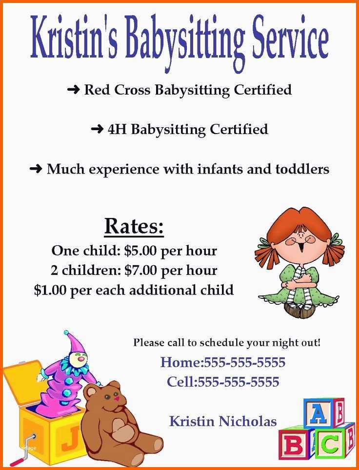 Ideal genial babysitter flyer vorlage deutsch kostenlos vorlagen