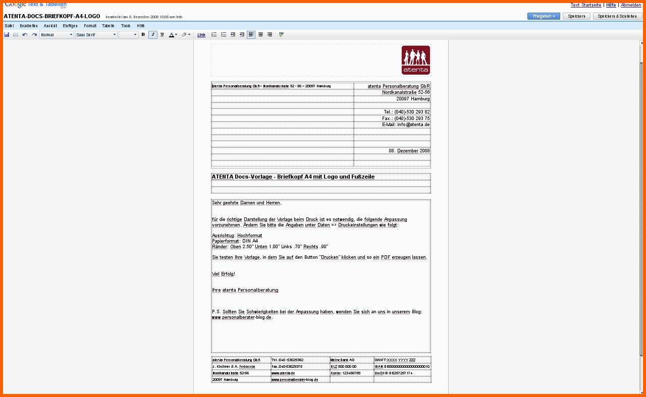 Ideal Google Docs Musterbrief Vorlage Für Google Text & Tabellen