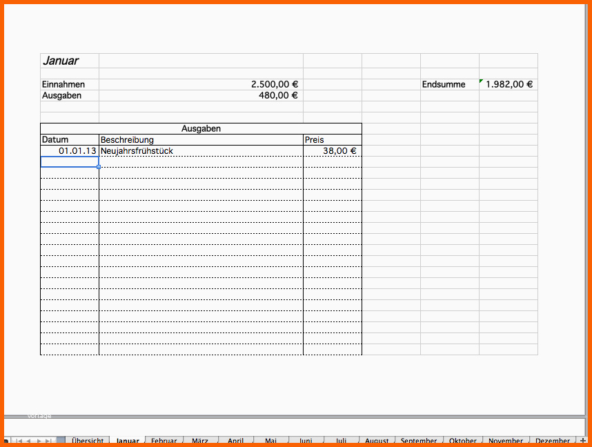 Ideal Haushaltsbuch Als Excel Vorlage Kostenlos