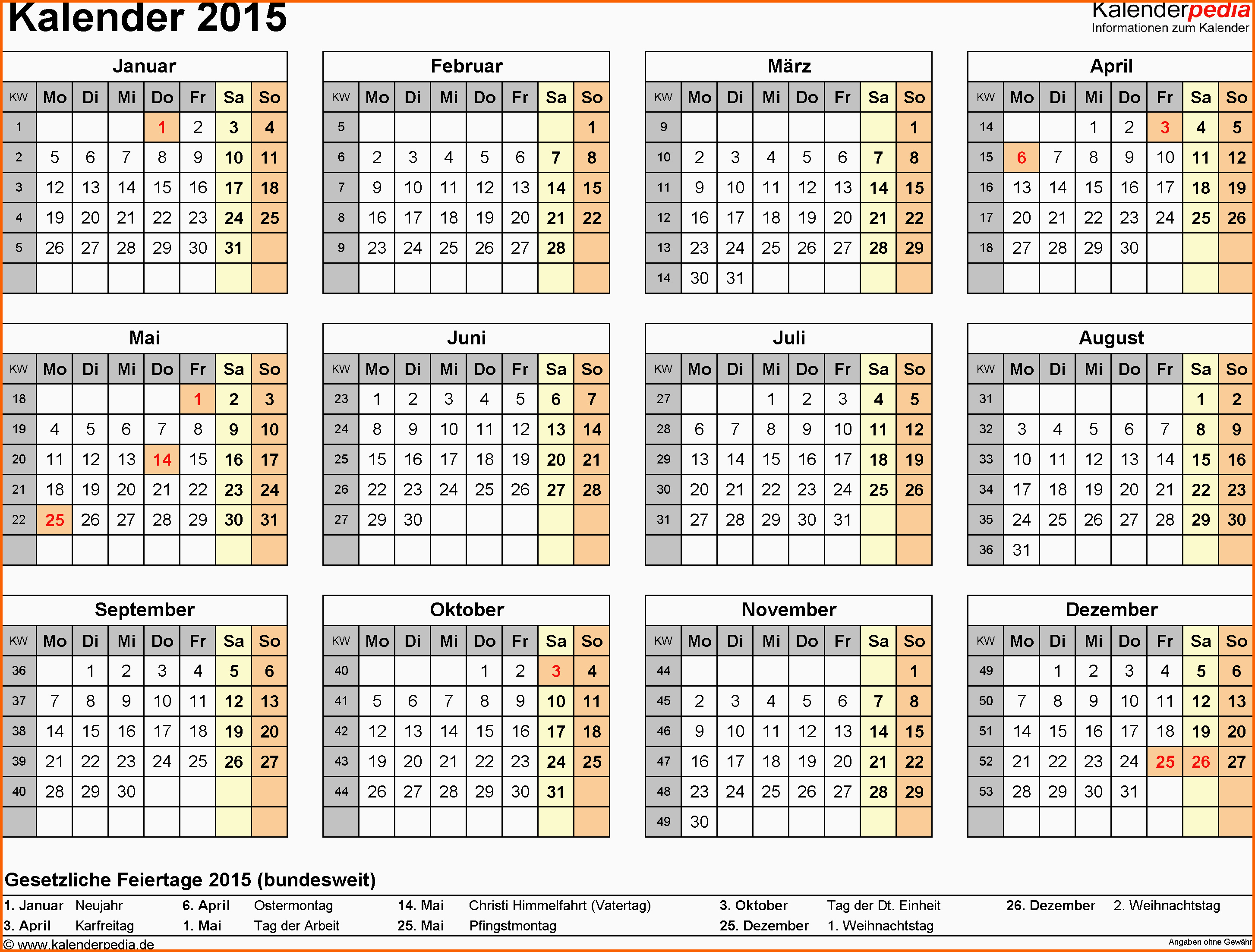 Ideal Kalender 2015 Zum Ausdrucken Als Pdf 16 Vorlagen Kostenlos