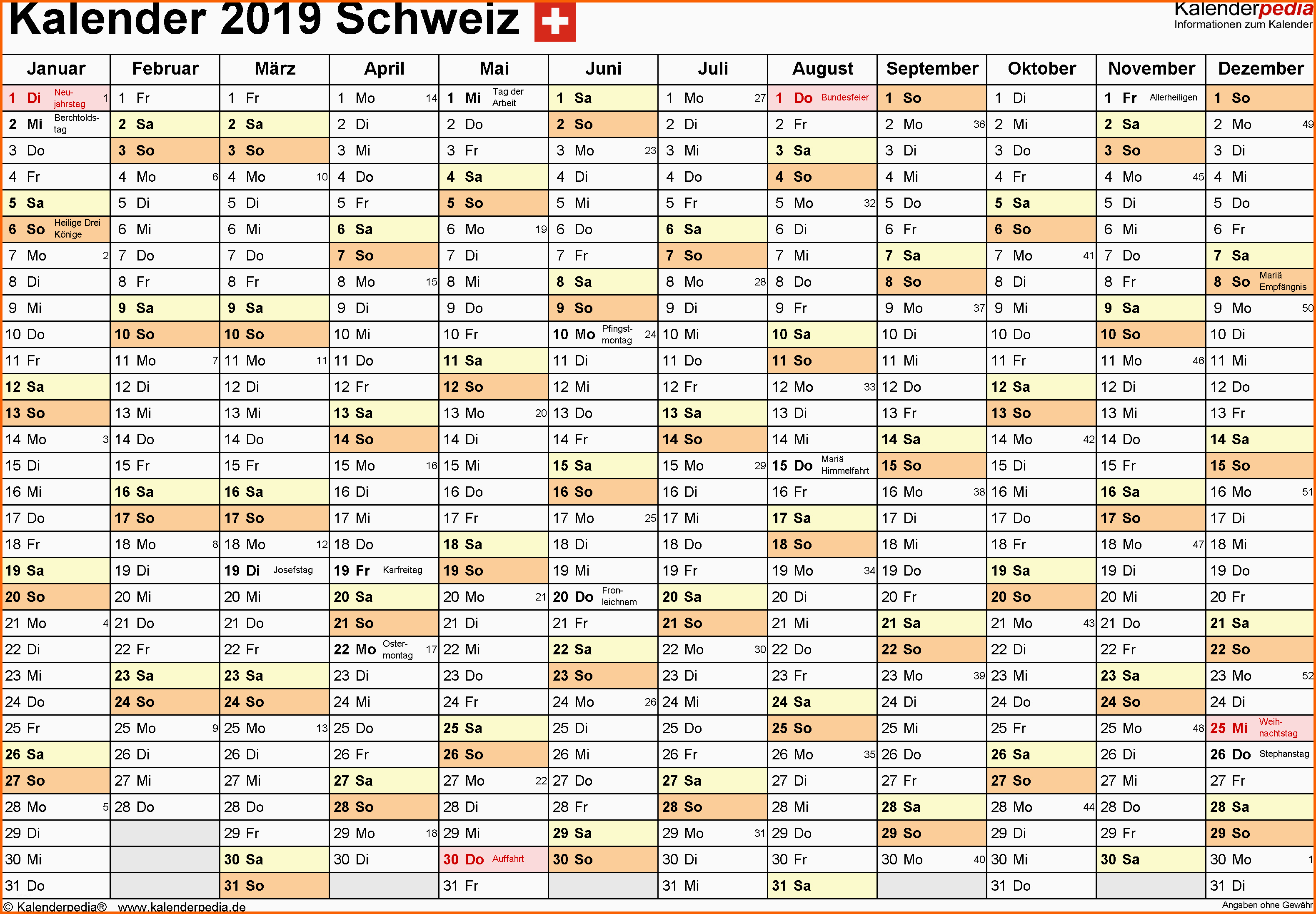 Ideal Kalender 2019 Schweiz Zum Ausdrucken Als Pdf