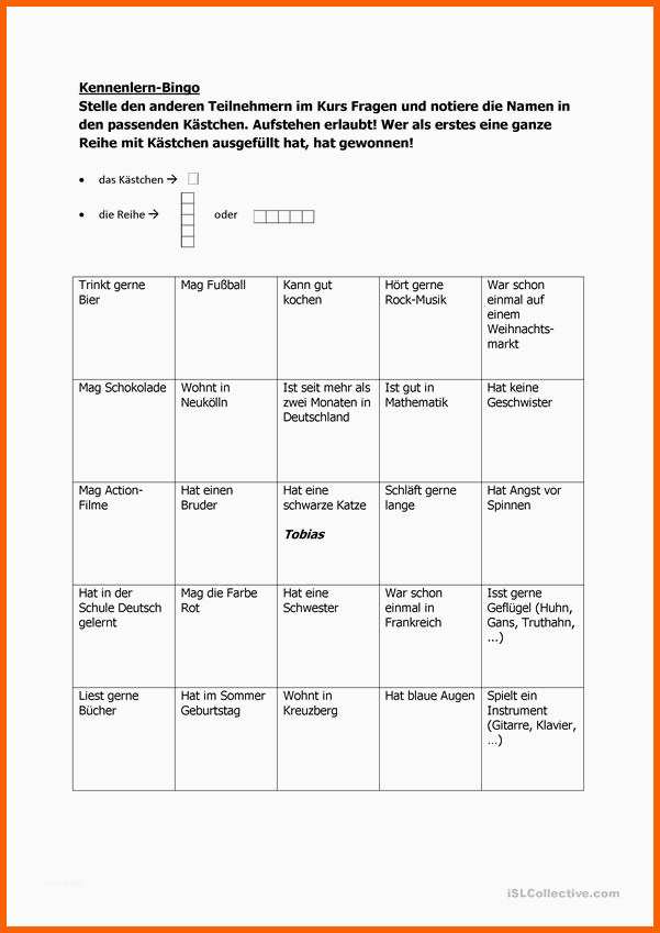 Ideal Kennenlern Bingo Arbeitsblatt Kostenlose Daf Arbeitsblätter