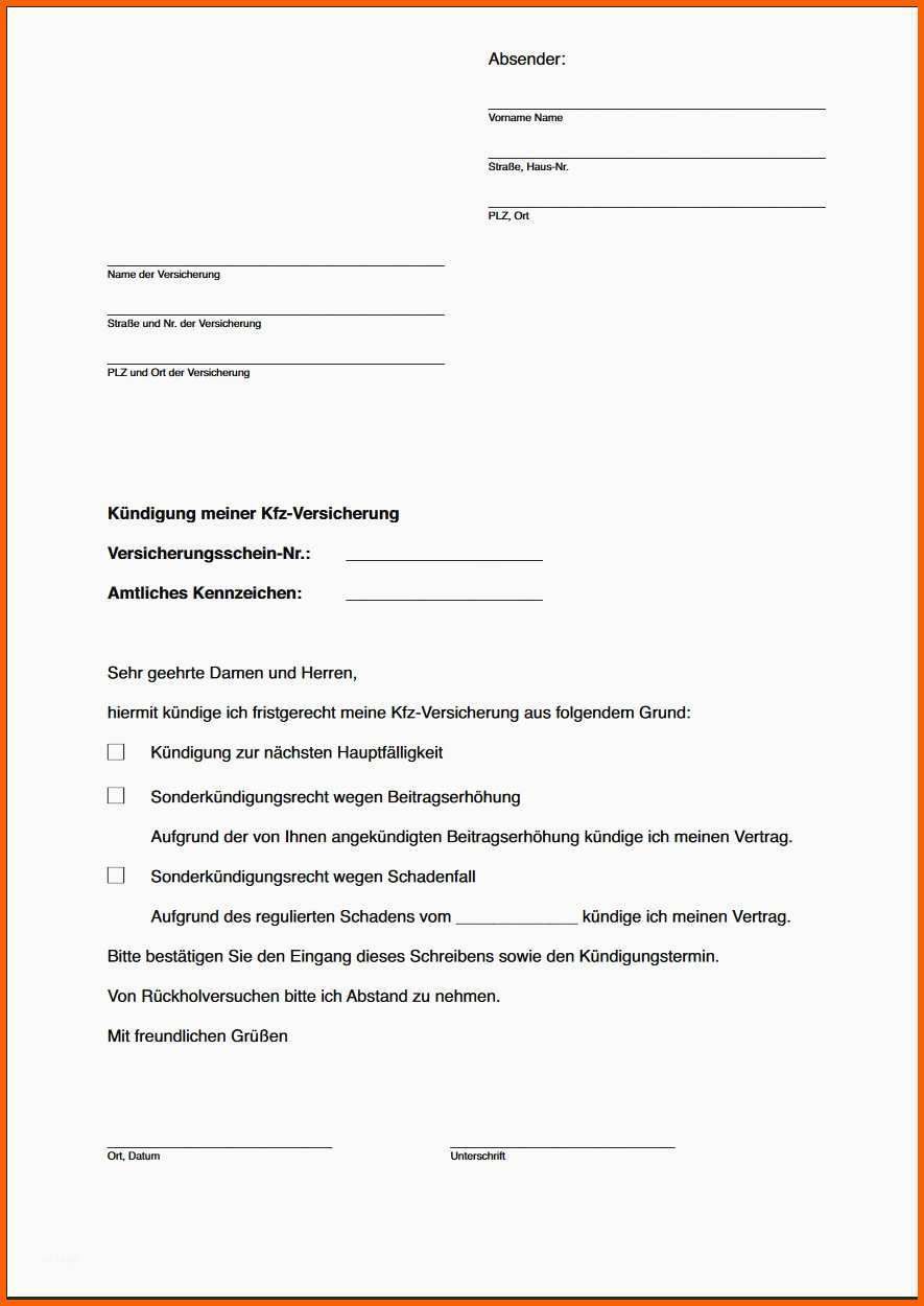 Ideal Kündigungsschreiben An Autoversicherung Was Muss Rein