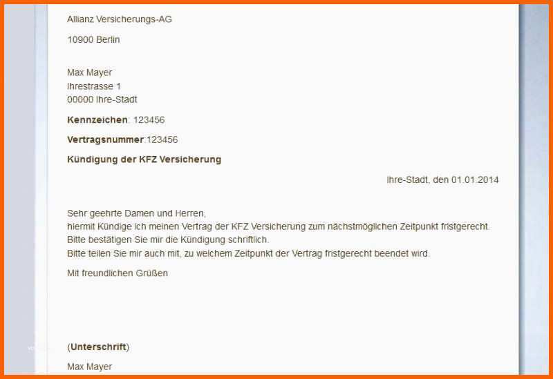 Ideal Kündigungsschreiben Versicherung Vorlage Gratis Foto