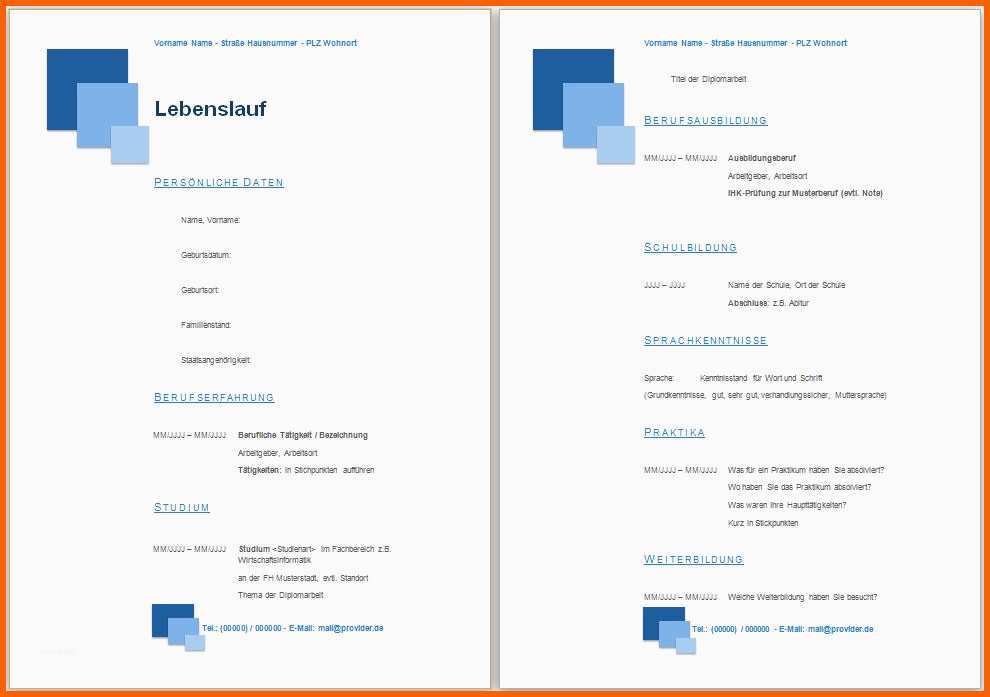Ideal Lebenslauf Muster Vorlage Und Beispiele Kostenlos Jobs