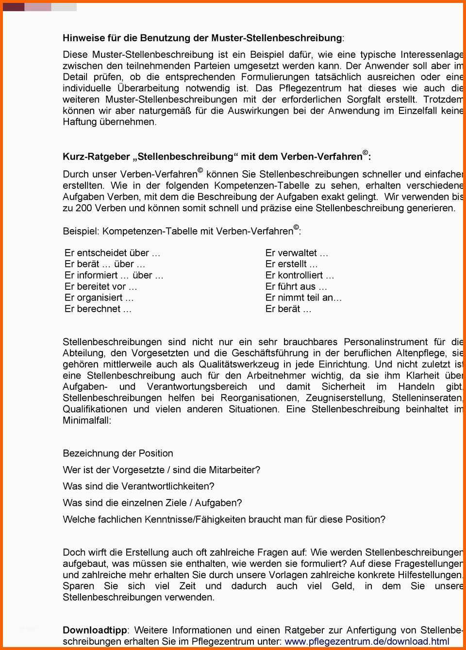 Ideal Muster Stellenbeschreibungen Pdf