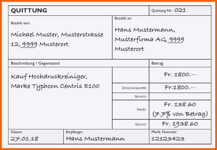 Ideal Quittung Vorlage