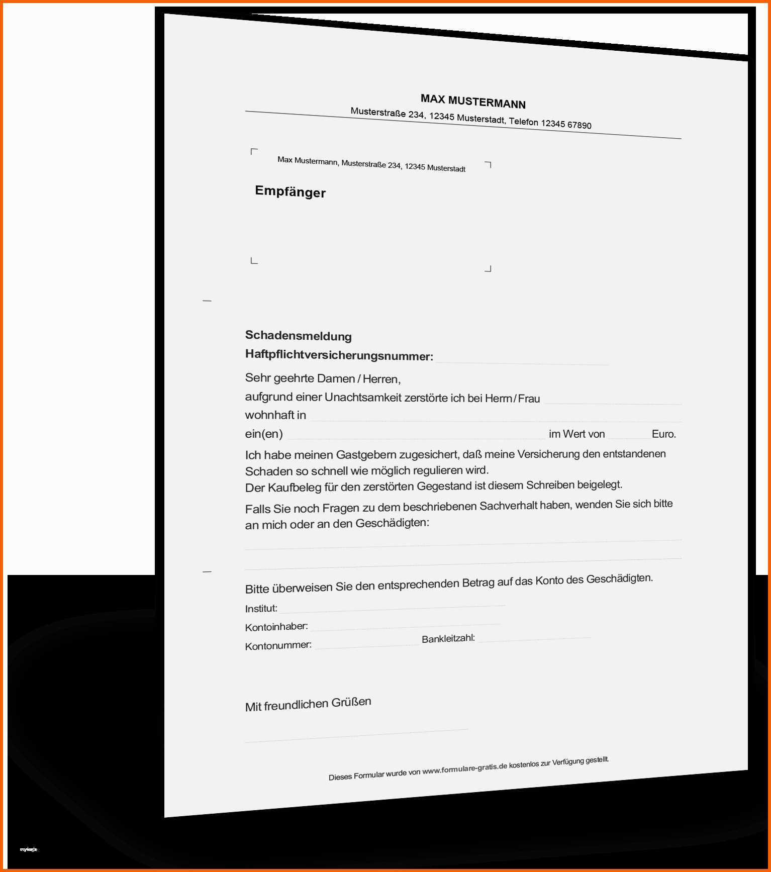 Ideal Schreiben Versicherung Schadensregulierung Vorlage