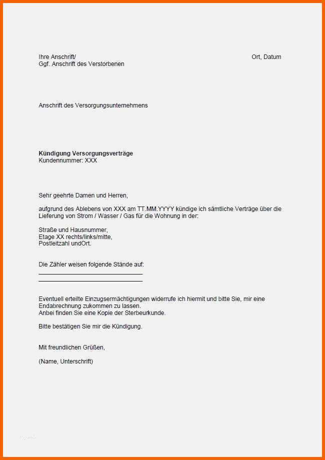 Ideal Stromanbieter Kündigen Wegen Umzug Vorlage – Karimdarwish