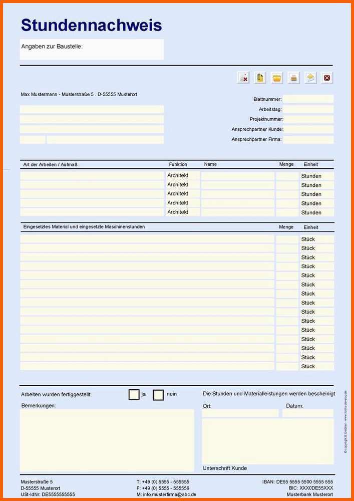 Ideal Stundennachweis Pdf formular Din A4h